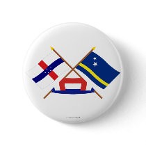 Netherlands Antilles and Curacao Crossed Flags Button