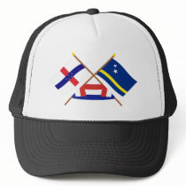 Netherlands Antilles and Curacao Crossed Flags Mesh Hat