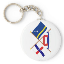 Netherlands Antilles and Curacao Crossed Flags Key Chain