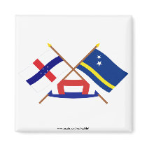 Netherlands Antilles and Curacao Crossed Flags Refrigerator Magnet