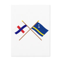Netherlands Antilles and Curacao Crossed Flags Post Card