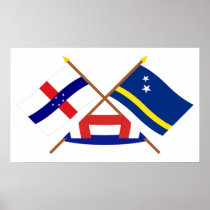 Netherlands Antilles and Curacao Crossed Flags Poster