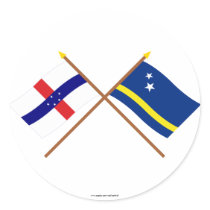 Netherlands Antilles and Curacao Crossed Flags Stickers