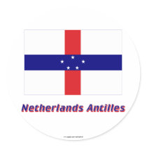 Netherlands Antilles Flag with Name Round Sticker