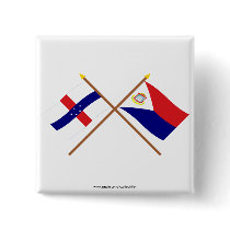 Netherlands Antilles & Sint Maarten Crossed Flags Pinback Button