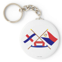 Netherlands Antilles & Sint Maarten Crossed Flags Key Chain