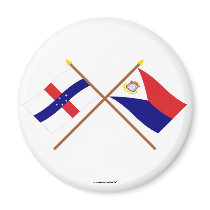 Netherlands Antilles & Sint Maarten Crossed Flags Fridge Magnet