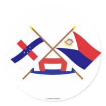 Netherlands Antilles & Sint Maarten Crossed Flags Sticker