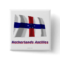 Netherlands Antilles Waving Flag with Name Button