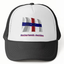 Netherlands Antilles Waving Flag with Name Mesh Hats