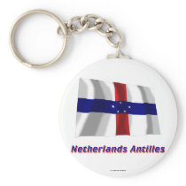 Netherlands Antilles Waving Flag with Name Key Chains