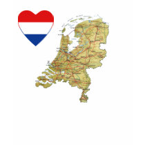 Netherlands Flag Heart and Map T-Shirt