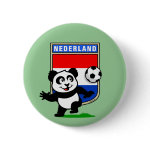 This adorable little panda is too cute! He's featured in front of a large flag from the Netherlands and ready to play football and score some goals. This cute design is perfect for football players and soccer fans.