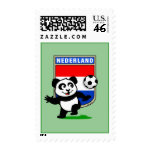 This adorable little panda is too cute! He's featured in front of a large flag from the Netherlands and ready to play football and score some goals. This cute design is perfect for football players and soccer fans.