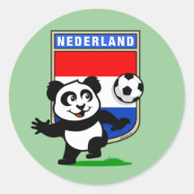 Netherlands Football Panda Round Sticker
