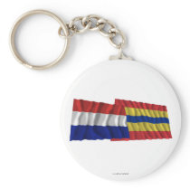 Netherlands & Overijssel Waving Flags Keychain