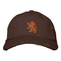 Netherlands Rampant Lion Distressed cap embroidered hats