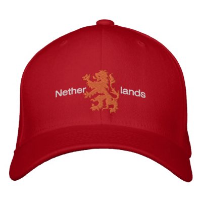 Netherlands Red and Orange Rampant Lion Cap Embroidered Baseball Caps by SoccerJersey