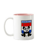 This adorable little panda is too cute! He's featured in front of a flag from Netherlands and getting ready to do a gymnastics routine on the rings. This cute design is perfect for gymnasts and gymnastics fans.