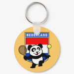 This adorable little panda loves to get out on the court and hits some balls. Panda plays in front of a large flag of the Netherlands. This is a great design for anyone who loves to play tennis, watch tennis or just loves cute pandas.