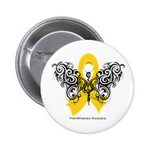 Neuroblastoma Cancer Tribal Butterfly Pinback Buttons