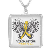 Neuroblastoma Flourish Butterfly Ribbon Pendants