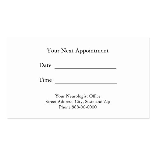 Neurologist Appointment Business Card (back side)