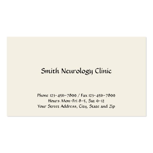Neurologist Neurology Business Card (back side)
