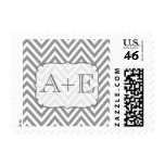 Neutral Alloy Gray White Chevron Monogram Postage