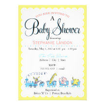 Neutral Animal Train | Retro Baby Shower Custom Invites