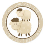 Neutral Baa Baa Sheep Envelope Seals / Toppers 20 Round Stickers