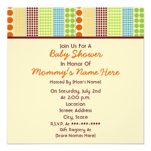 Neutral Baby Shower: Boho Dots Stuffed Bear Personalized Invites