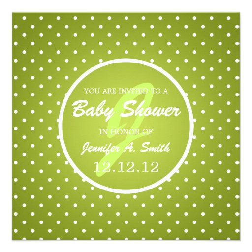 Neutral Baby Shower Elegant Polka Dot Green Personalized Invitation