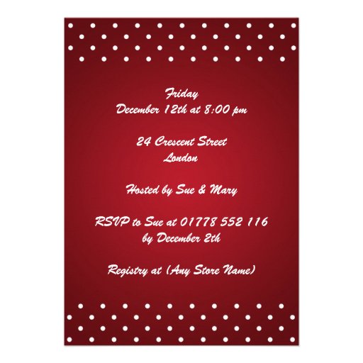 Neutral Baby Shower Elegant Polka Dot Red Custom Invitation