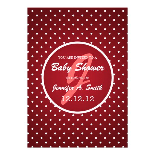 Neutral Baby Shower Elegant Polka Dot Red Custom Invitation