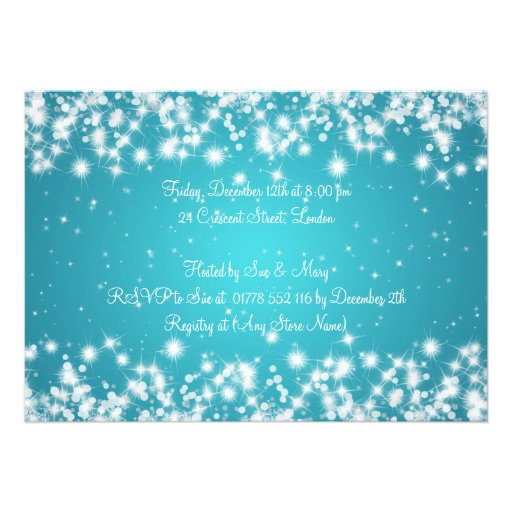 Neutral Baby Shower Elegant Winter Sparkle Blue Card