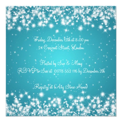 Neutral Baby Shower Elegant Winter Sparkle Blue Personalized Invites