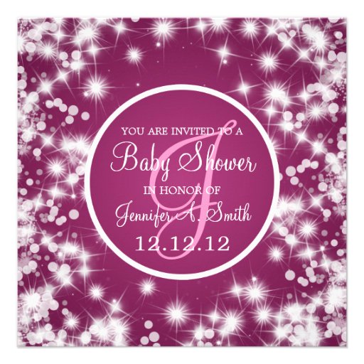 Neutral Baby Shower Elegant Winter Sparkle Pink Invitation