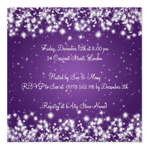 Neutral Baby Shower Elegant Winter Sparkle Purple Invitations