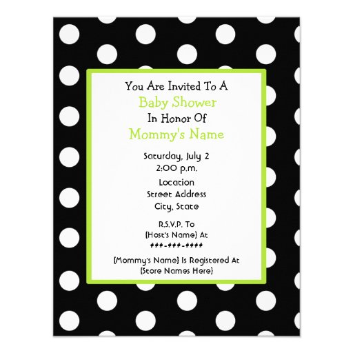 Neutral Baby Shower - Green Carriage & Polka Dots Personalized Announcements