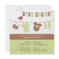 Neutral Baby Shower Green Flat Invitation