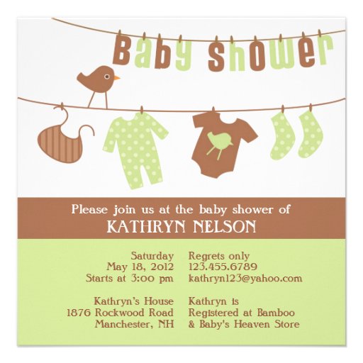 Neutral Baby Shower Green Flat Invitation