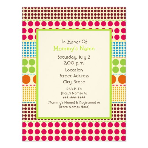 Neutral Baby Shower - Green Umbrella & Boho Dots Invites