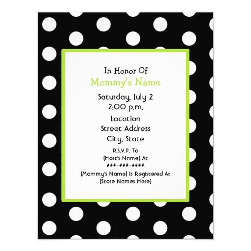 Neutral Baby Shower - Green Umbrella & Polka Dots Personalized Invitation