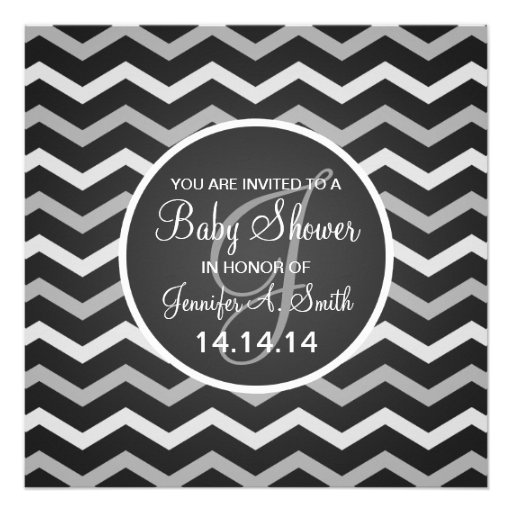 Neutral Baby Shower Invite Elegant Chevron Black