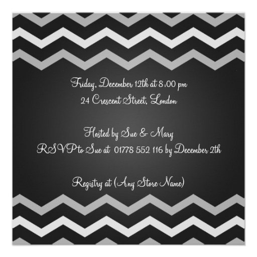 Neutral Baby Shower Invite Elegant Chevron Black