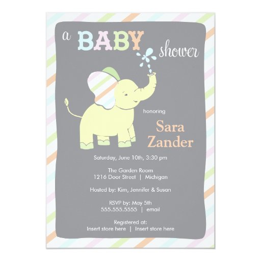 Neutral Elephant Baby Shower Invitation Zazzle