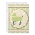 Neutral Green Carriage Baby Shower Invitations
