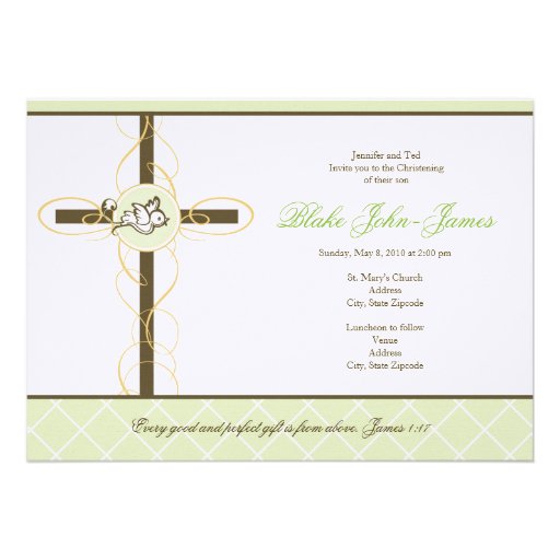 Neutral Green Christening/Baptism Invitation