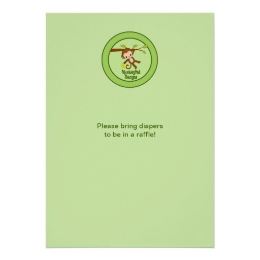 Neutral Monkey Baby Shower Invitations GREEN MM2